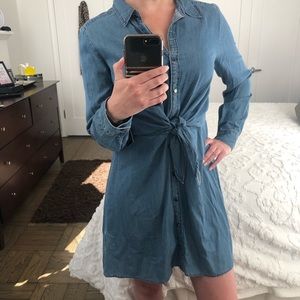 NWT Express Denim Tie Front Dress (M)
